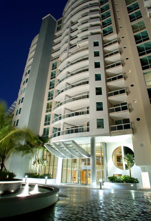 Night view of entrance