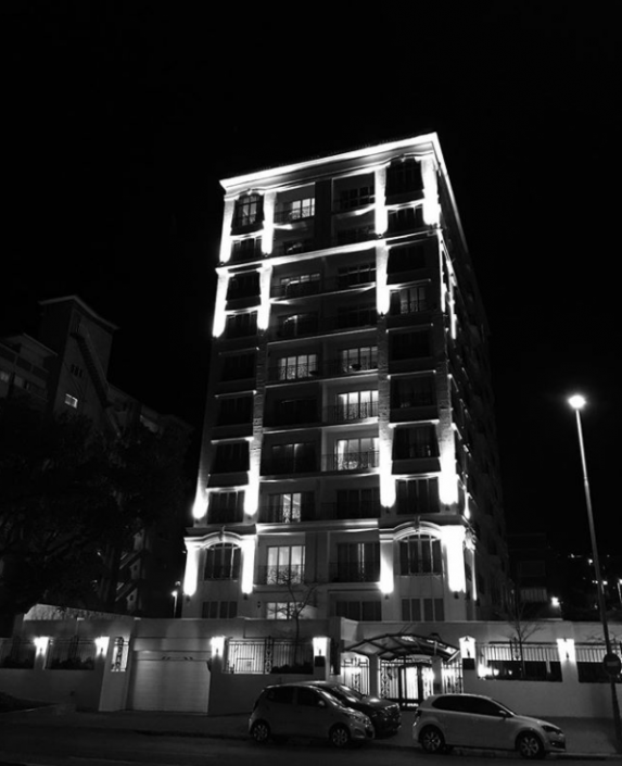 Front facade at night